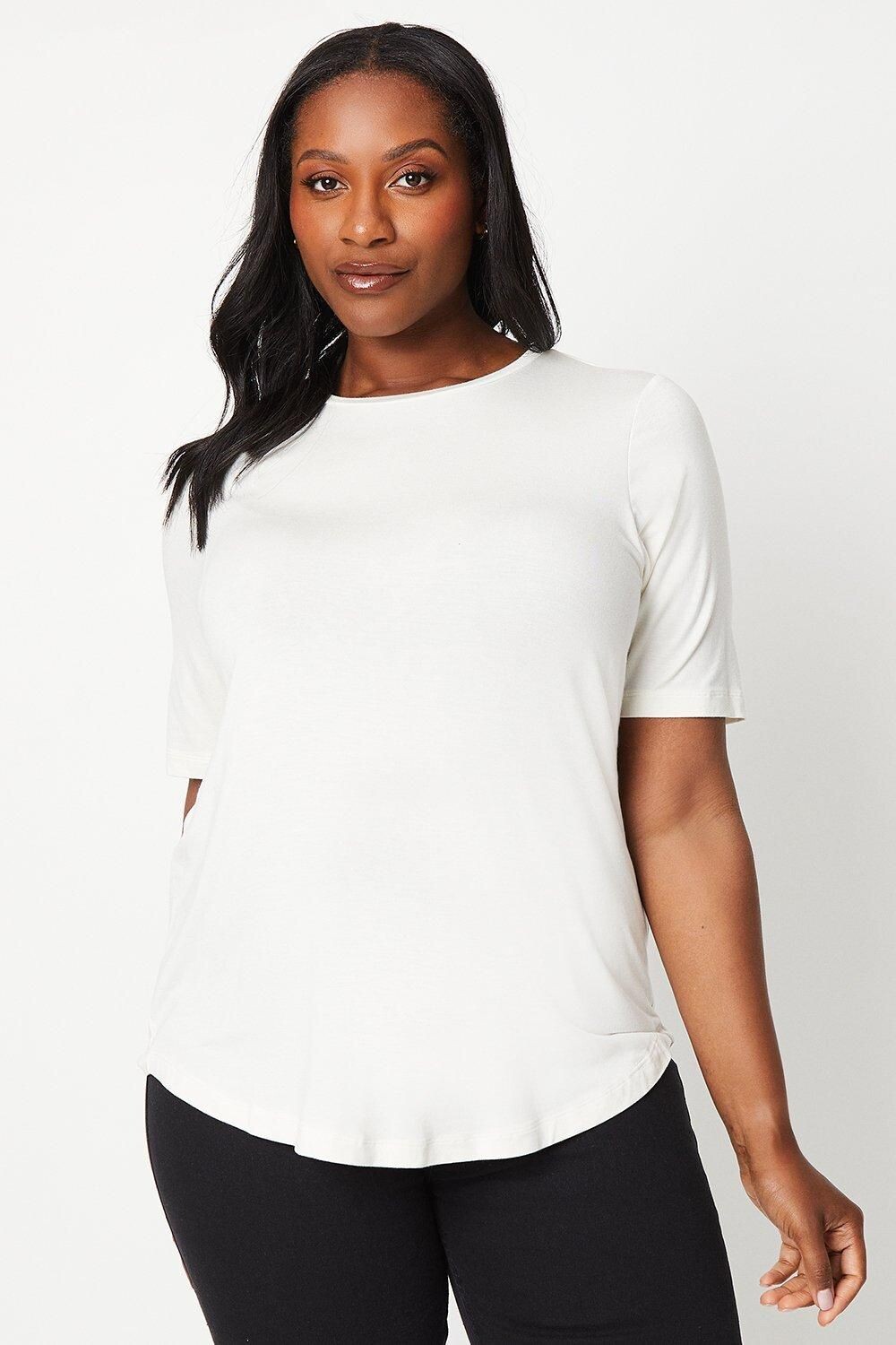 

Футболка с круглым вырезом Curve из модала Wallis, слоновая кость