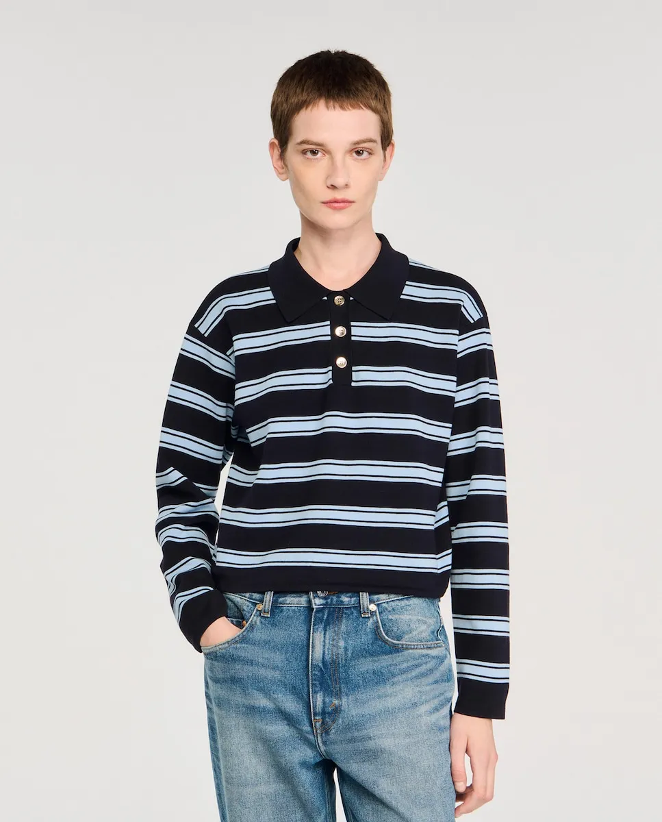 

Женский полосатый джемпер Sandro, светло-голубой/темно-синий