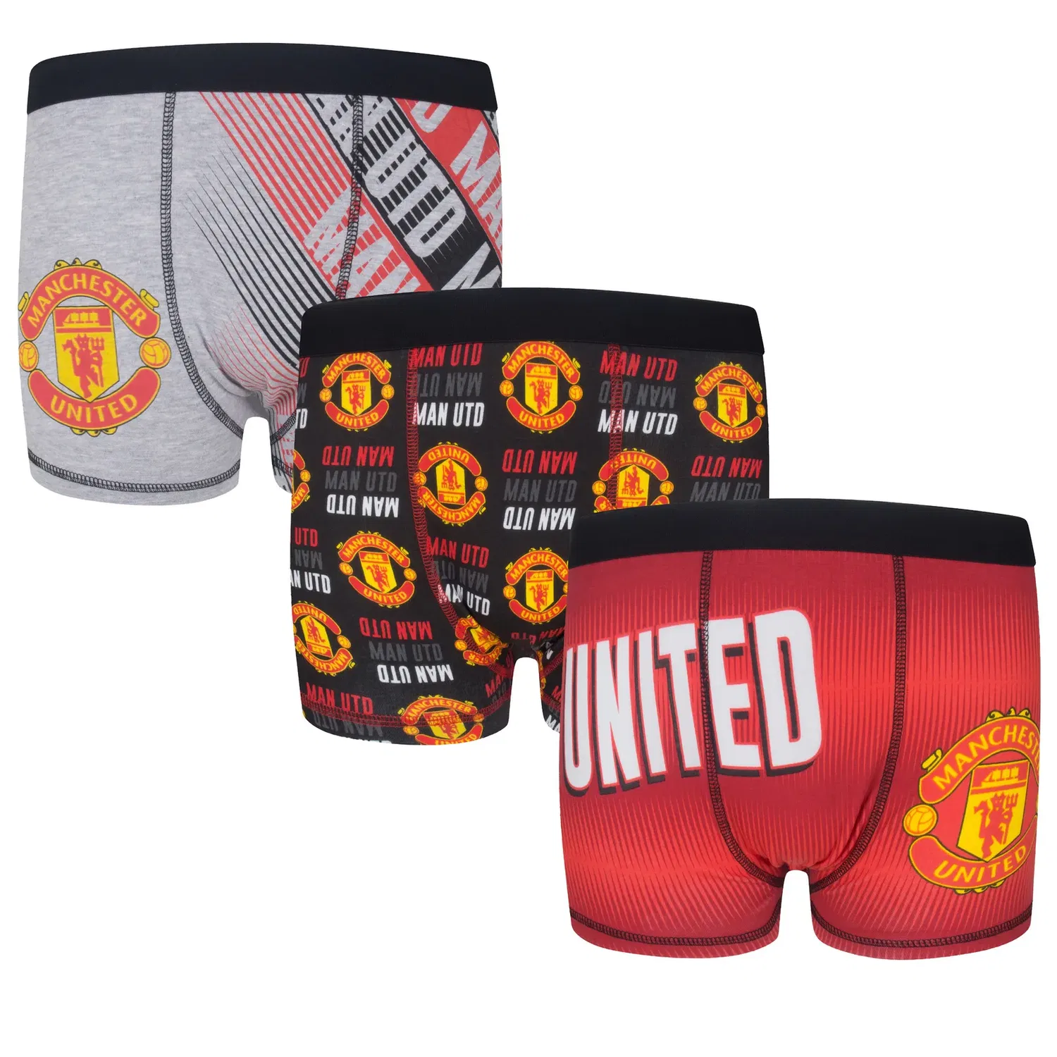 Боксеры детские 3 шт. Manchester United FC, красный