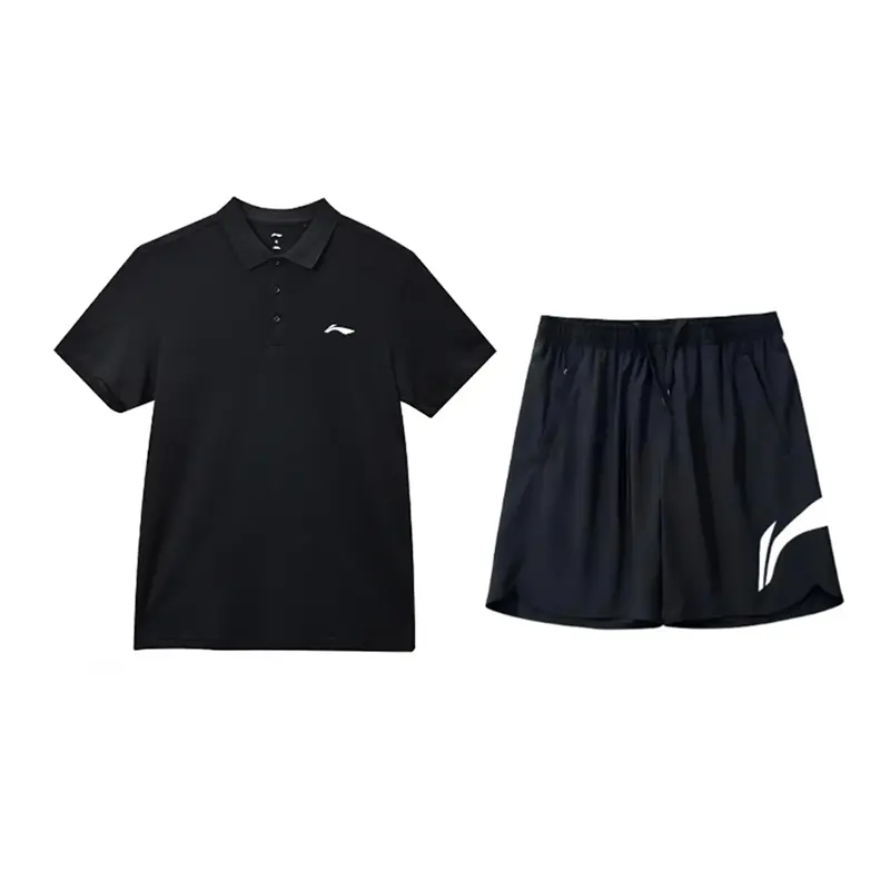 

Li-Ning Casual Sportswear Unisex, clothing sets[черный polo shirt+черный shorts]