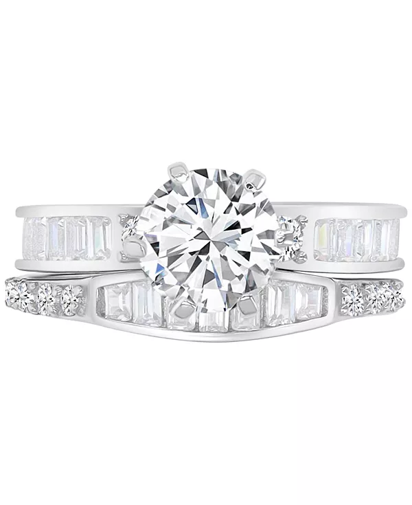 

Свадебный комплект из кубического циркония круглой и багетной огранки из стерлингового серебра Macy'S, rhodium