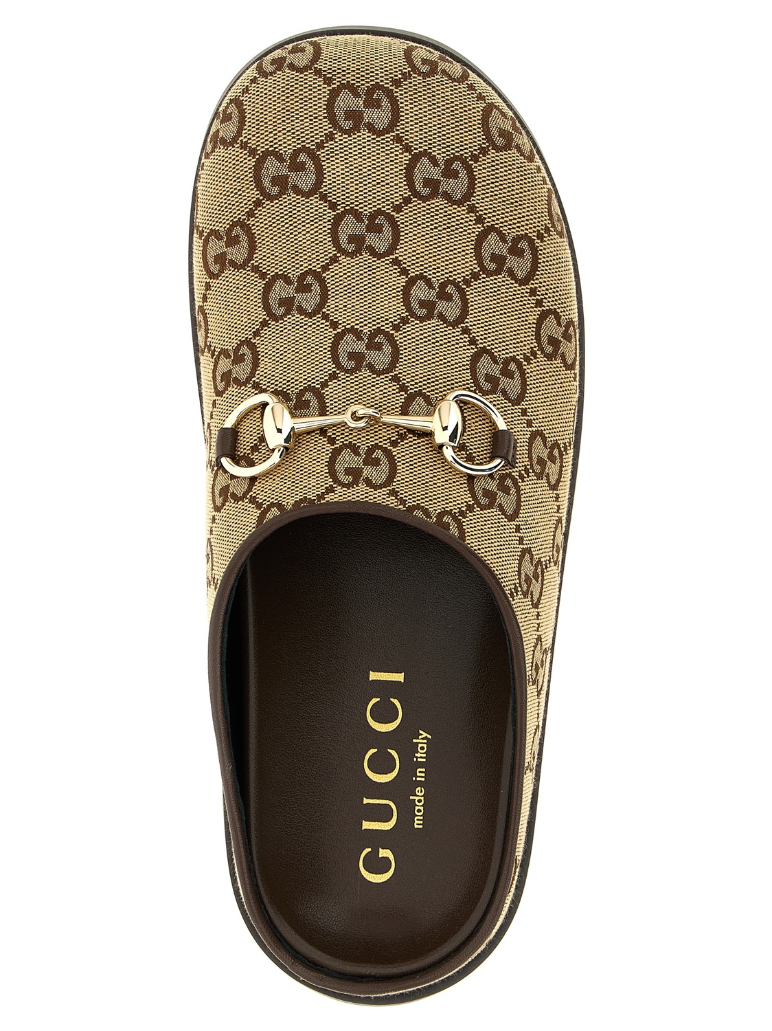Сабо с лошадиной упряжью GUCCI, бежевый — фото 4