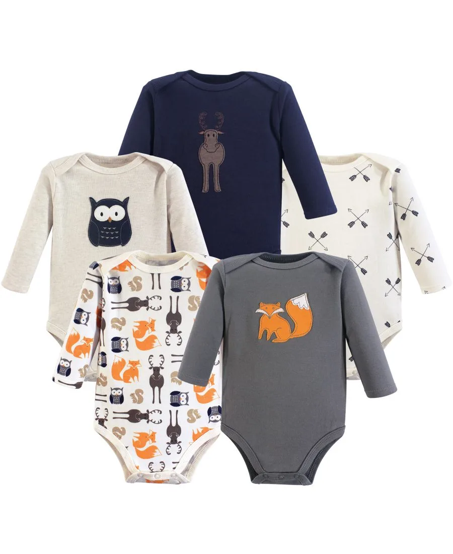 Коллекция из пяти хлопковых боди с длинными рукавами Hudson Baby, Forest