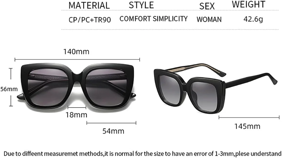 

Женские солнцезащитные очки-клипсы «кошачий глаз» с поляризацией, магнитной застежкой, крупной квадратной оправой, модные очки TR90 weiyuchen, Black Brown Frame