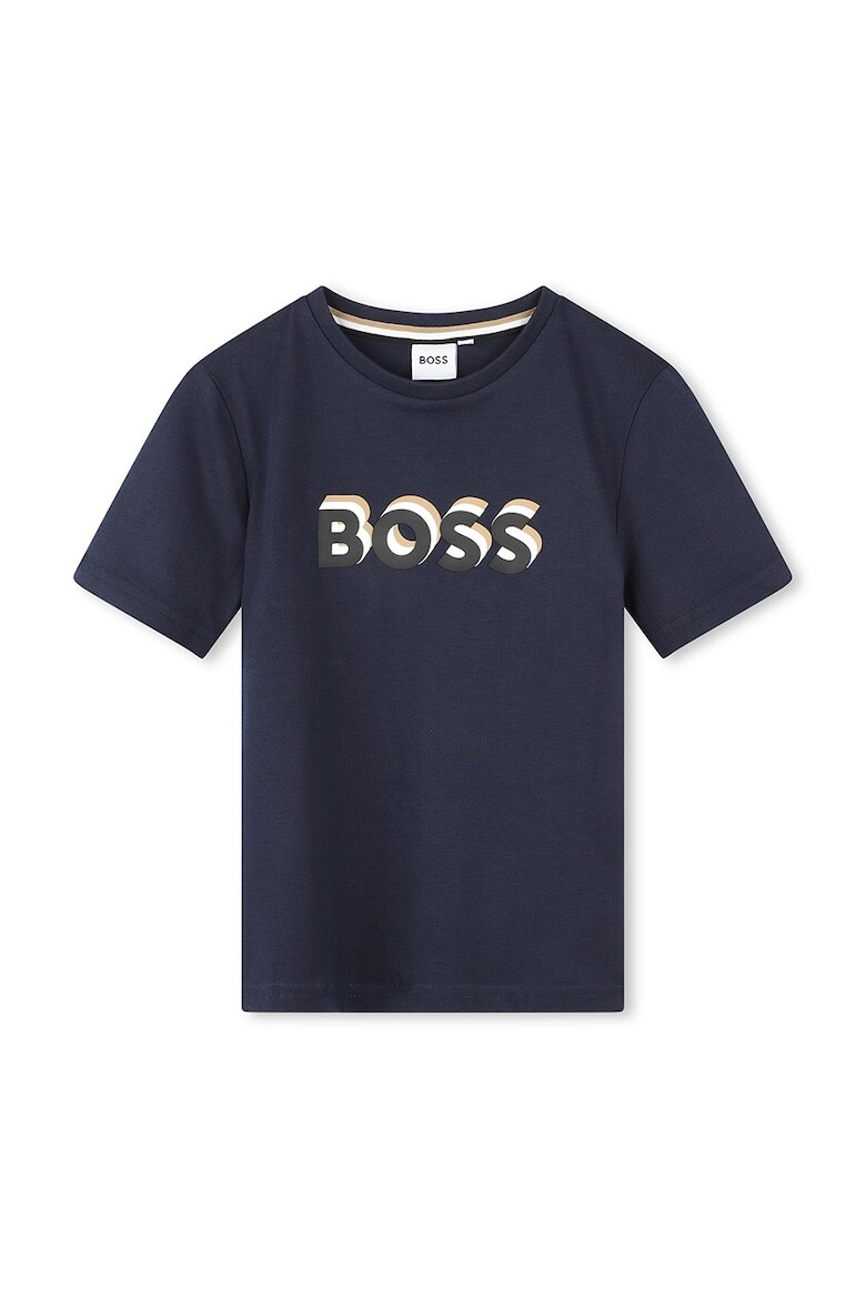 

Хлопковая футболка с логотипом Boss Kidswear, синий