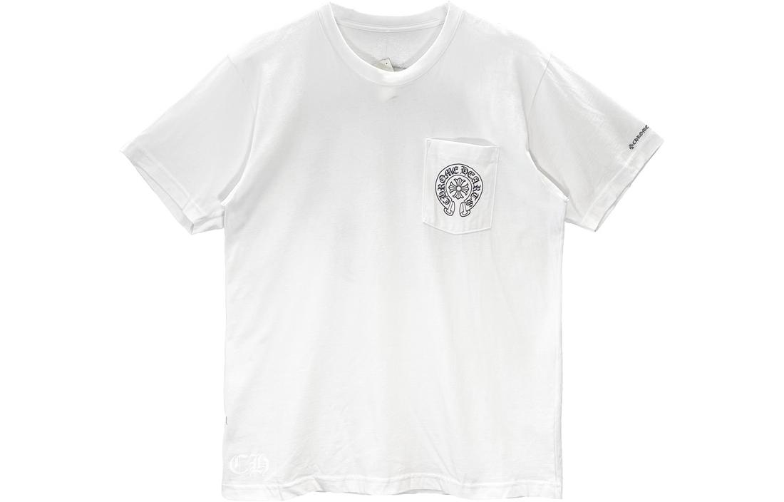 Футболка с карманом и логотипом в виде подковы Chrome Hearts, белый — фото 4