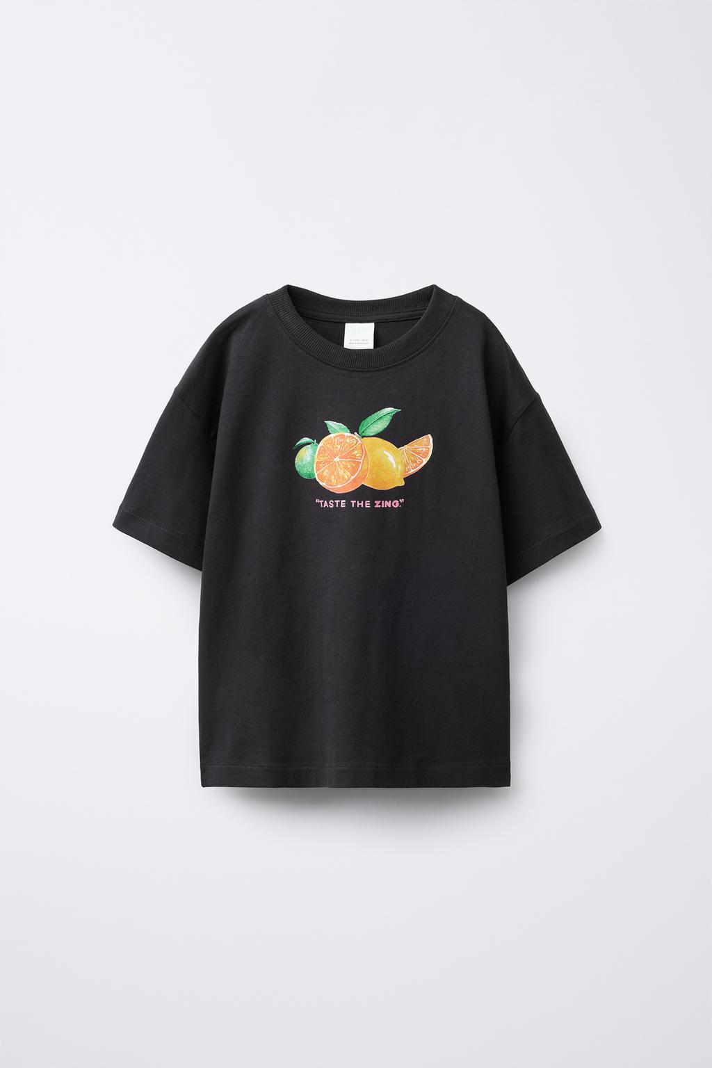 

Фруктовая футболка ZARA, цвет Dark anthracite