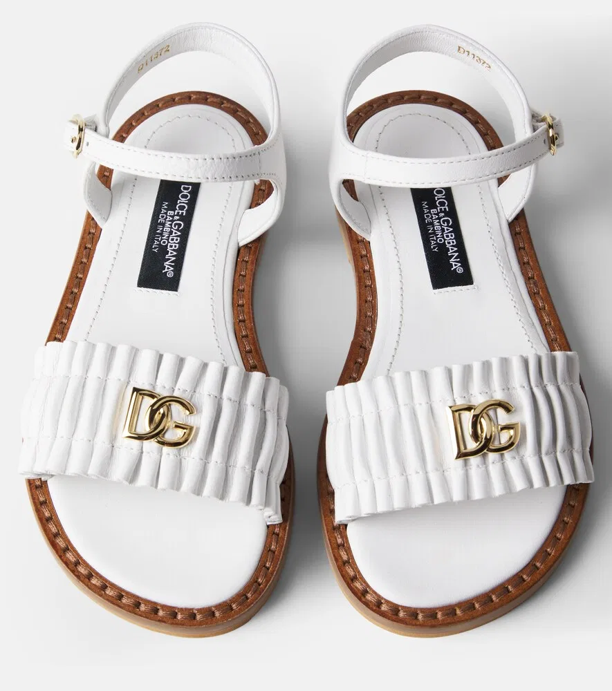 Сандалии DG из кожи с оборками Dolce&Gabbana Kids, белый — фото 4