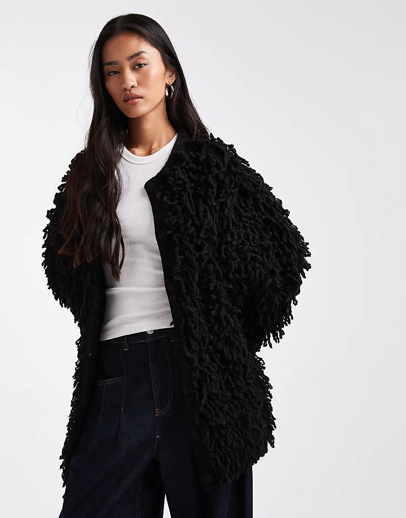 

Чёрный кардиган с деталью в виде петель ASOS DESIGN