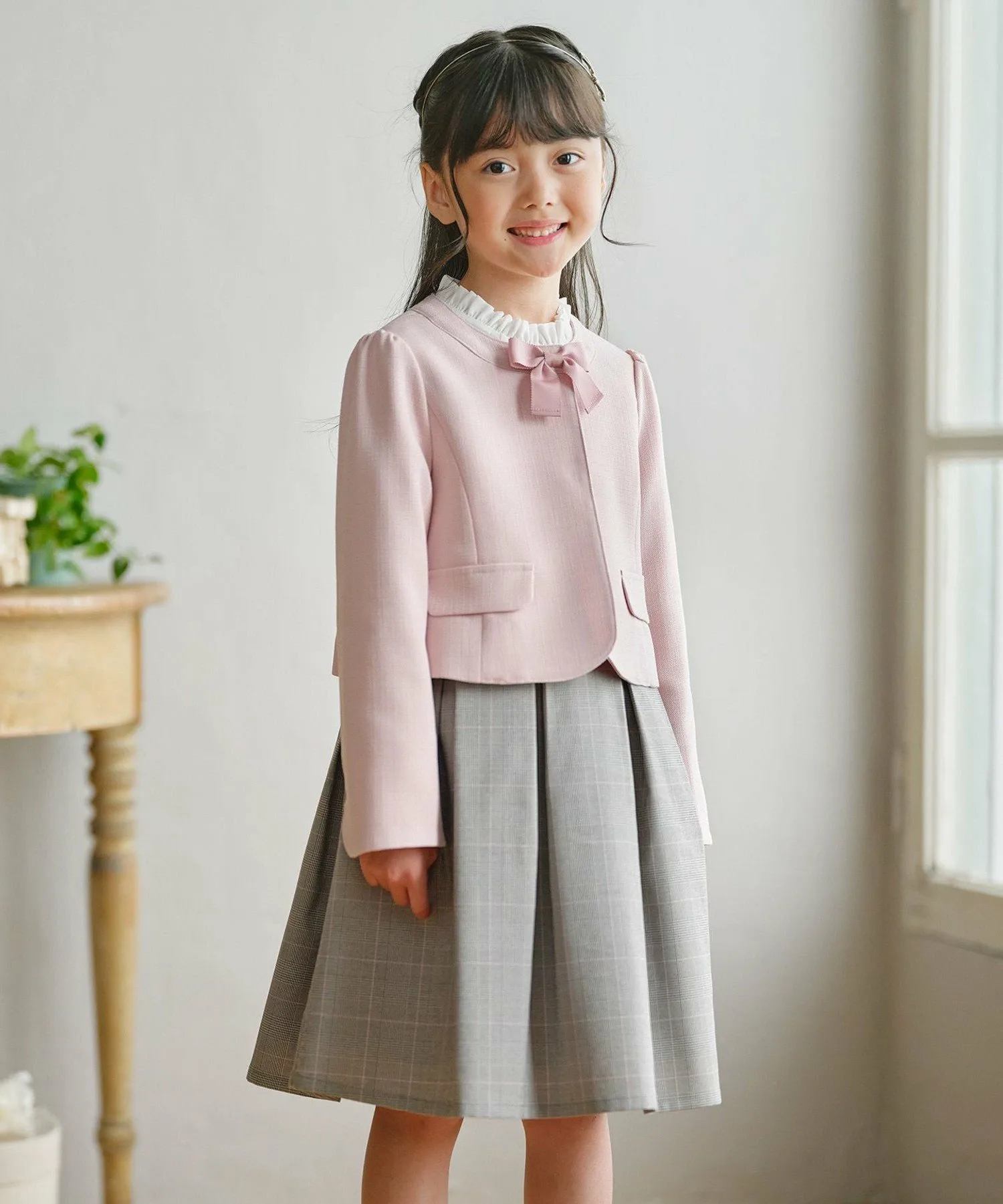 [110-140 см] Комплект из клетчатого платья и жакета. Kids Suite, Pink [012]