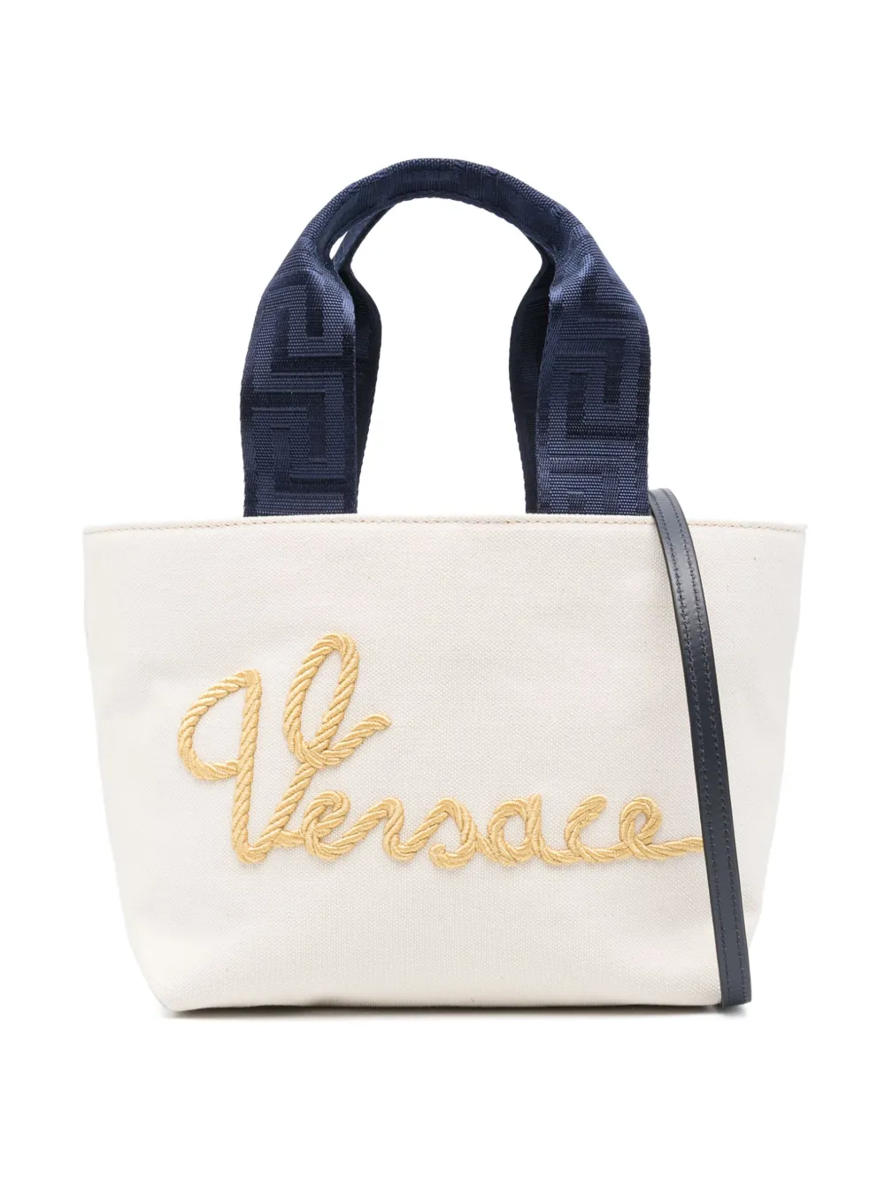 

Сумка-тоут с вышитым логотипом Versace Kids, нейтральный