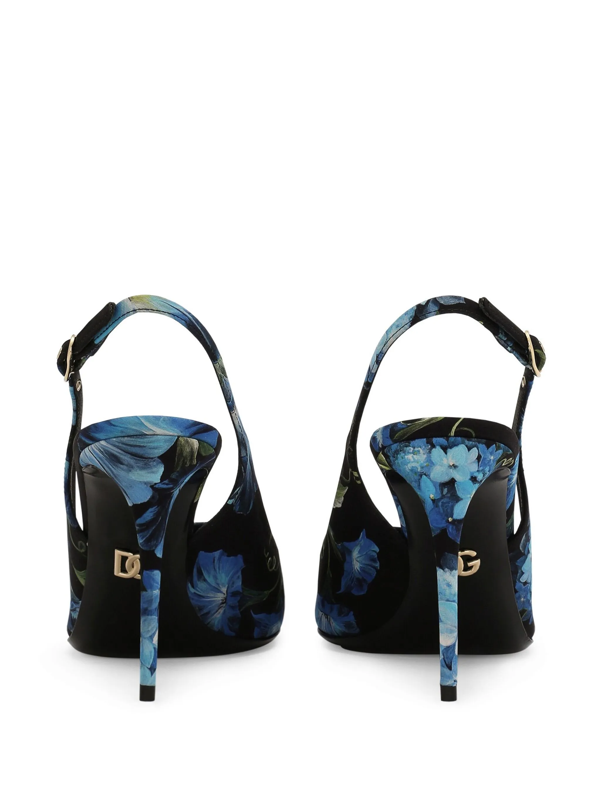 Туфли с ремешком на пятке и цветочным принтом Dolce & Gabbana, синий — фото 3