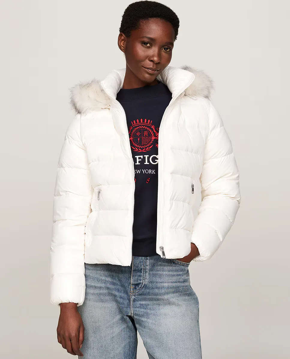 

Женский пуховик на молнии и с капюшоном Tommy Hilfiger, цвет Blanco Hielo