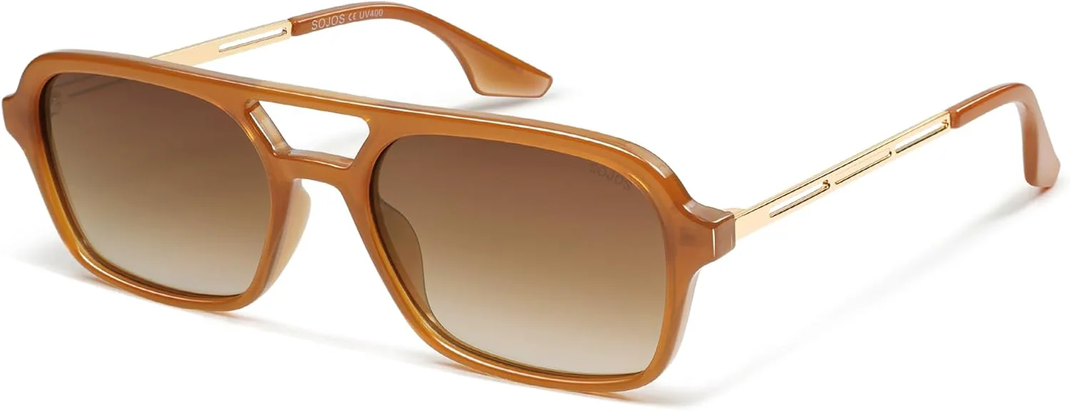

Винтажные поляризованные солнцезащитные очки-авиаторы SOJOS для женщин и мужчин, ретро-стиль 70-х, плоские, узкие, прямоугольные, женские очки SJ2186, Milky Orange