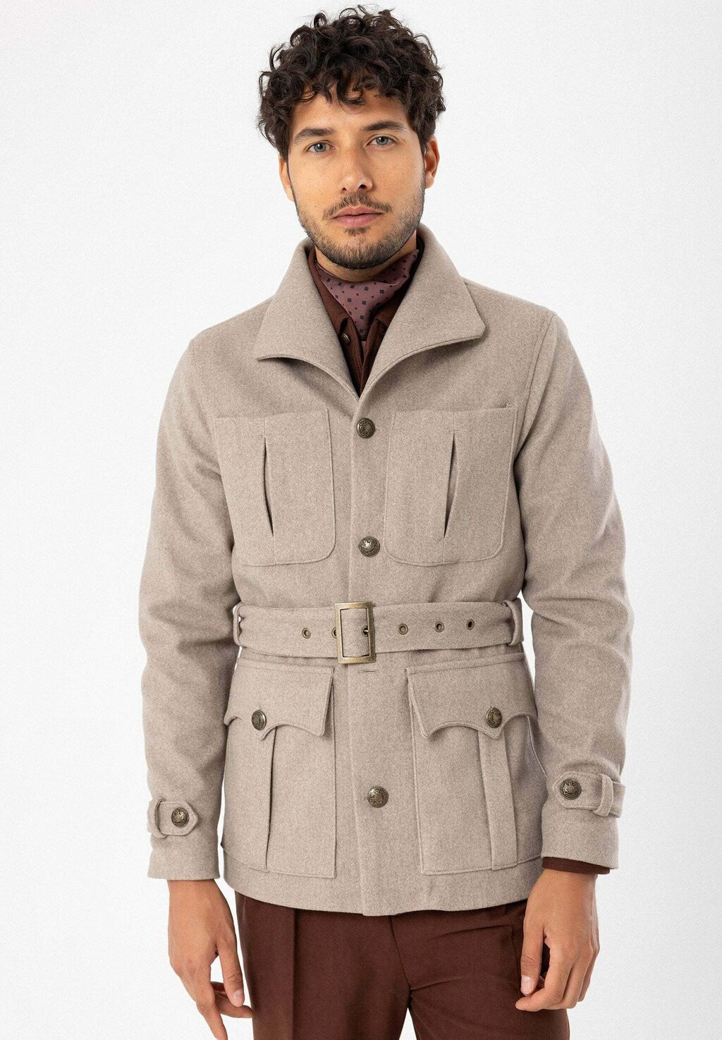 

Куртка межсезонная Lapel Collar Belt Detailed Antioch, цвет mink