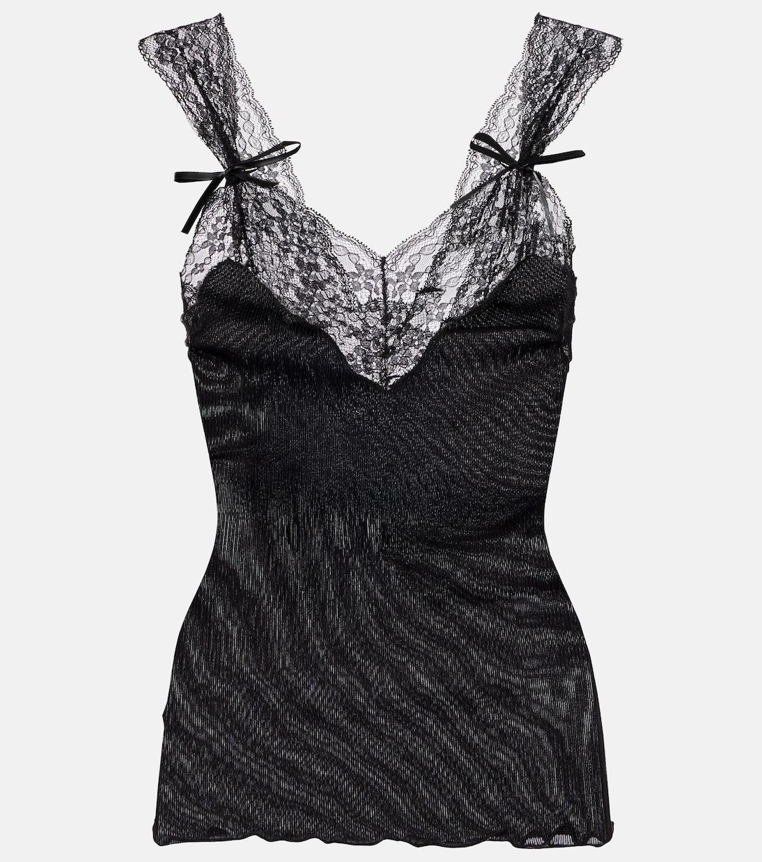 

Майка из трикотажного полотна с шелковой отделкой Saint Laurent, Noir