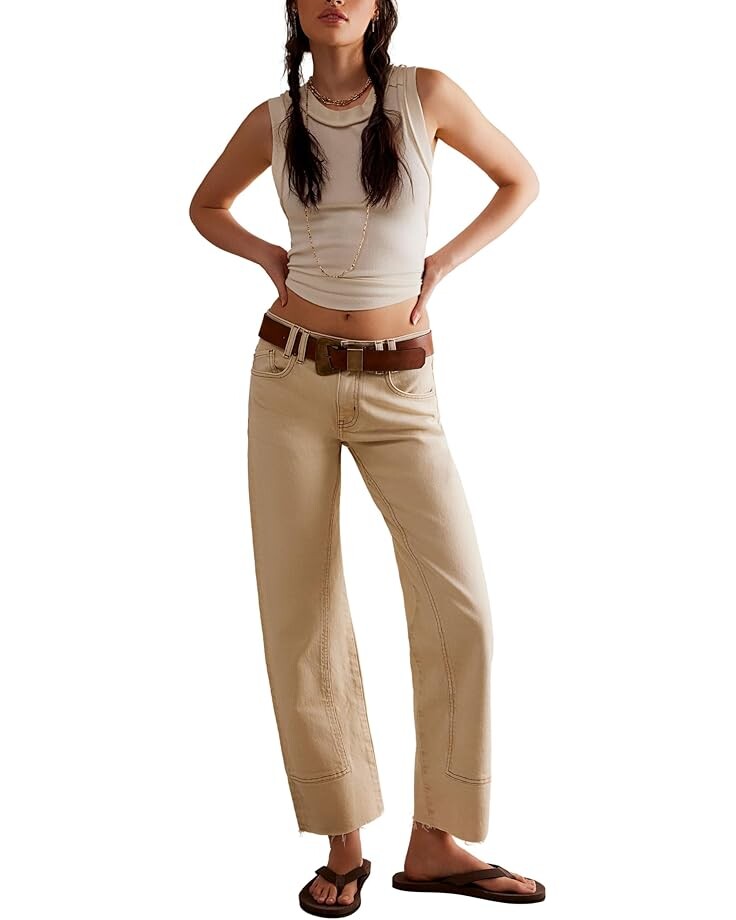 

Джинсы Free People RISK TAKER MID-RISE STRAIGHT, экрю