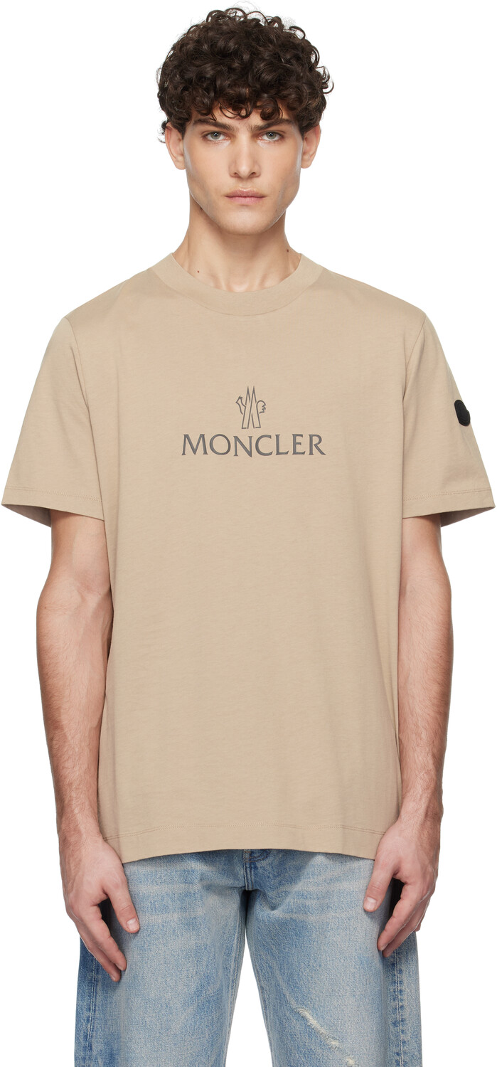 

Футболка из хлопка с логотипом Moncler, бежевый