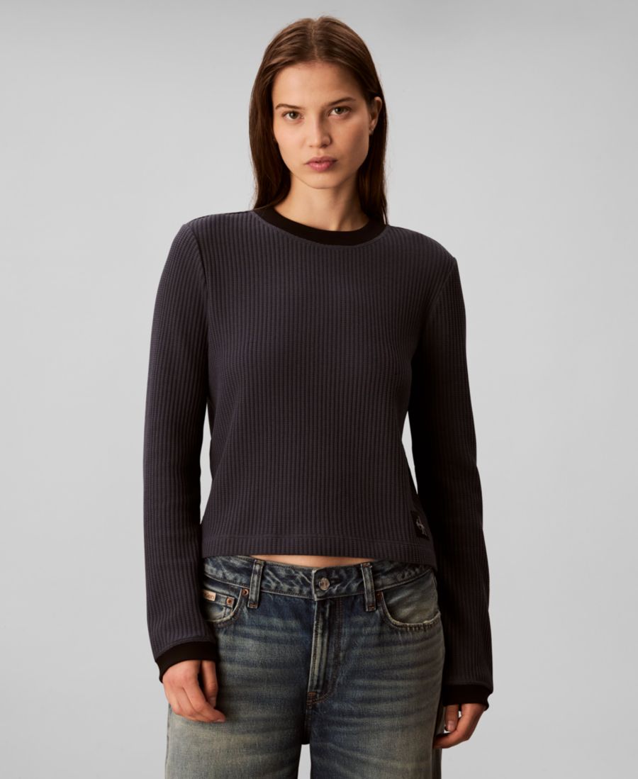 

Женская футболка с длинными рукавами из вафельной вязки Calvin Klein Jeans, Inkwell