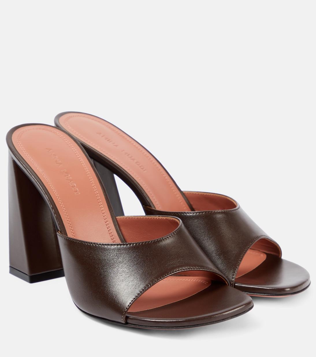 Кожаные мюли Brigitte 95 Amina Muaddi, Mocha