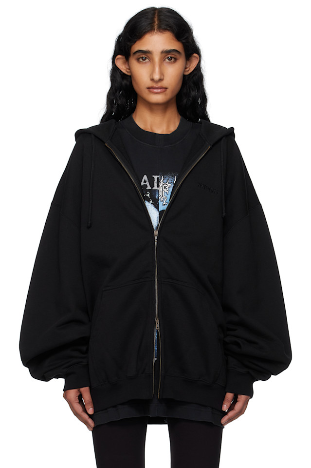 

Лого худи с молнией оверсайз Vetements, черный