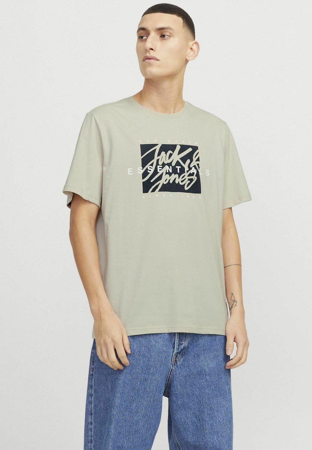 

Рубашка с принтом LOGO RUNDHALSAUSSCHNITT Jack & Jones, бежевый