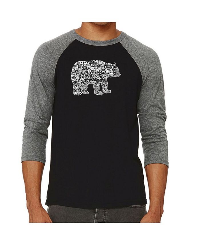 

Мужская футболка реглан Word Art Bear Species LA Pop Art, серый