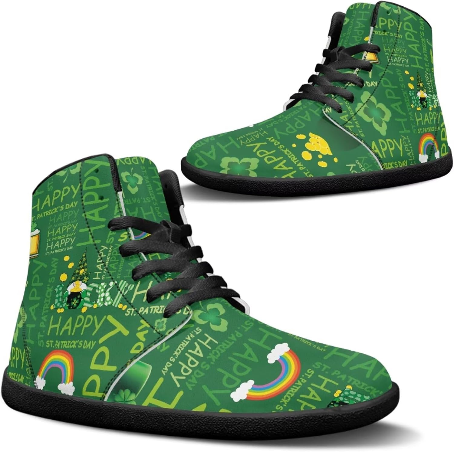 

Мужские высокие кеды Jeiento на День Святого Патрика, широкая модель, удобные повседневные ходовые туфли, Happy St. Patrick's Day