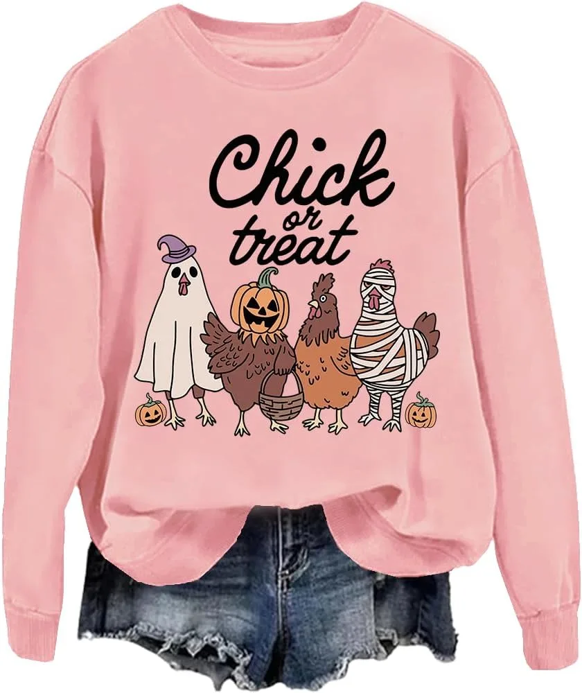

Свитшот Chick Or Treat с принтом Halloween Ghost Chicken FITKEYS