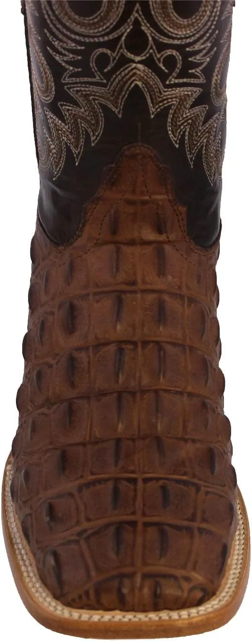 

Мужские коричневые кожаные ковбойские сапоги Texas Legacy с западным стилем и принтом крокодила на задней части, квадратный носок, коричневый