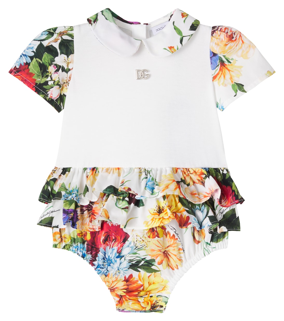 

Боди из хлопка с цветочным принтом Baby DG Dolce&Gabbana Kids, B.Fiori Cret. F.Bco
