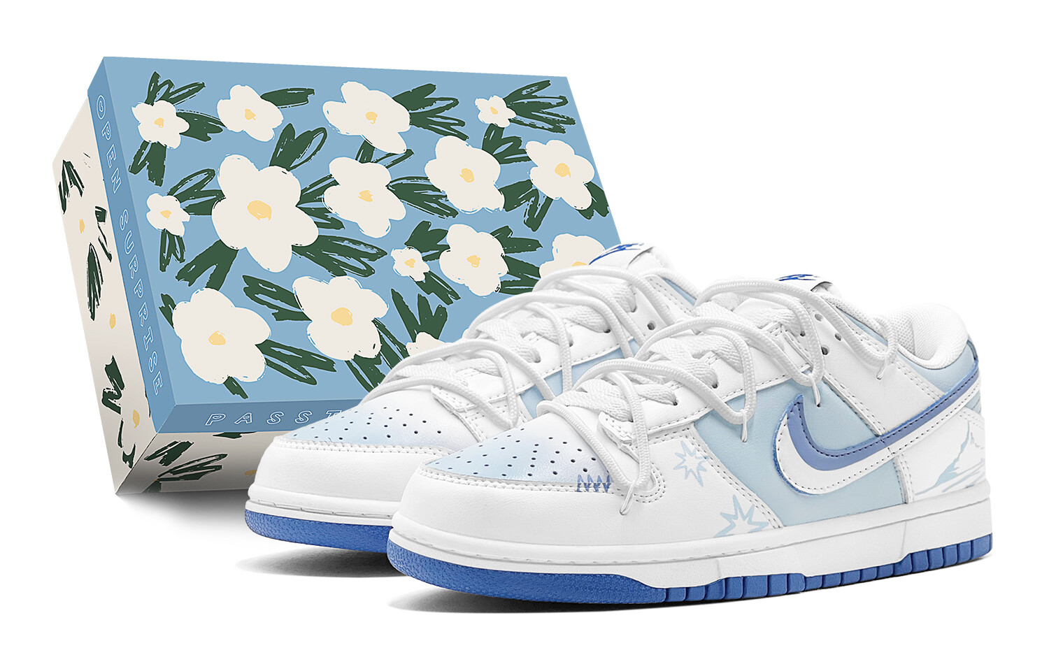 

Кроссовки Nike Dunk Skateboard Shoes Women's Low-Top White, синий