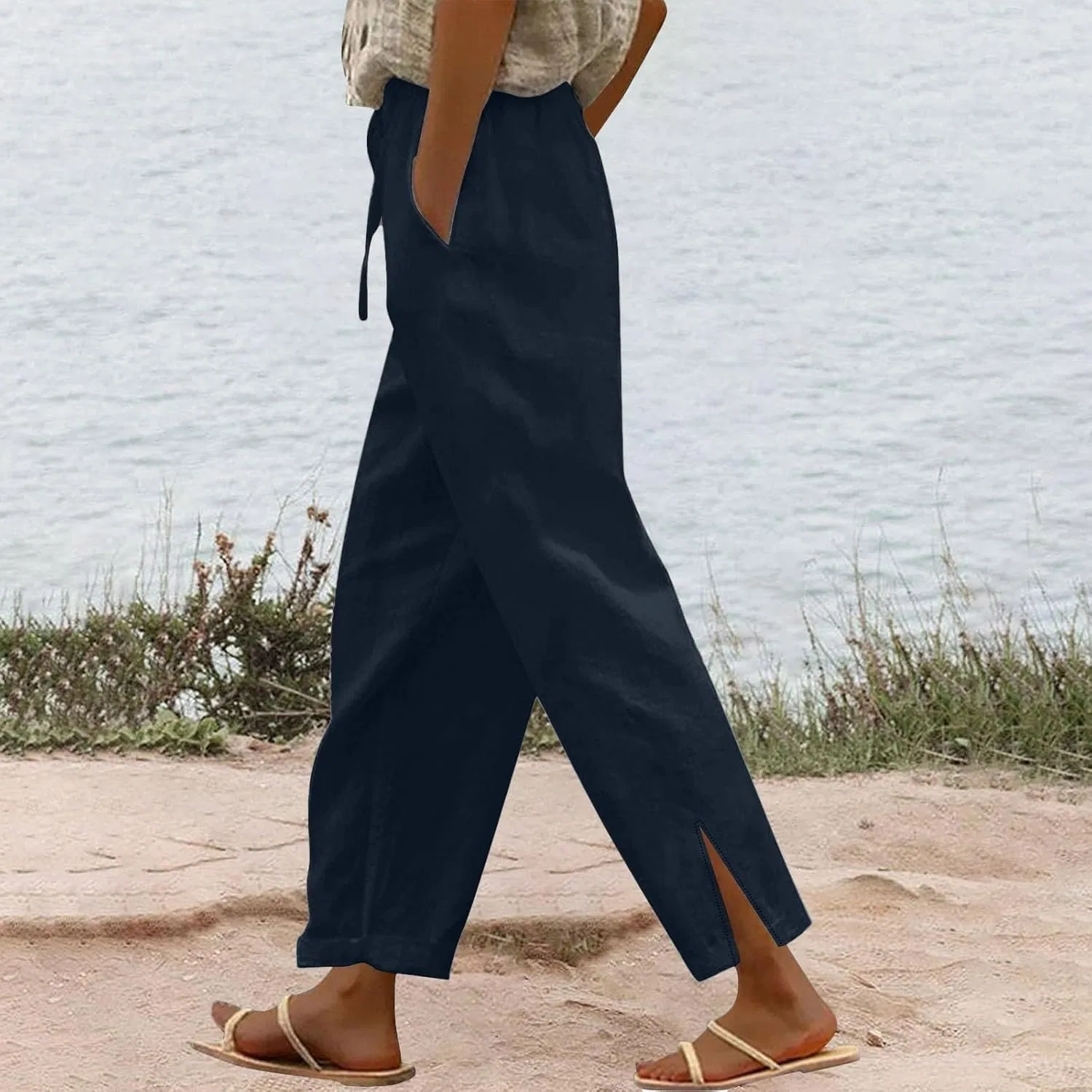 Джинсы Linen Pants, Navy — фото 2
