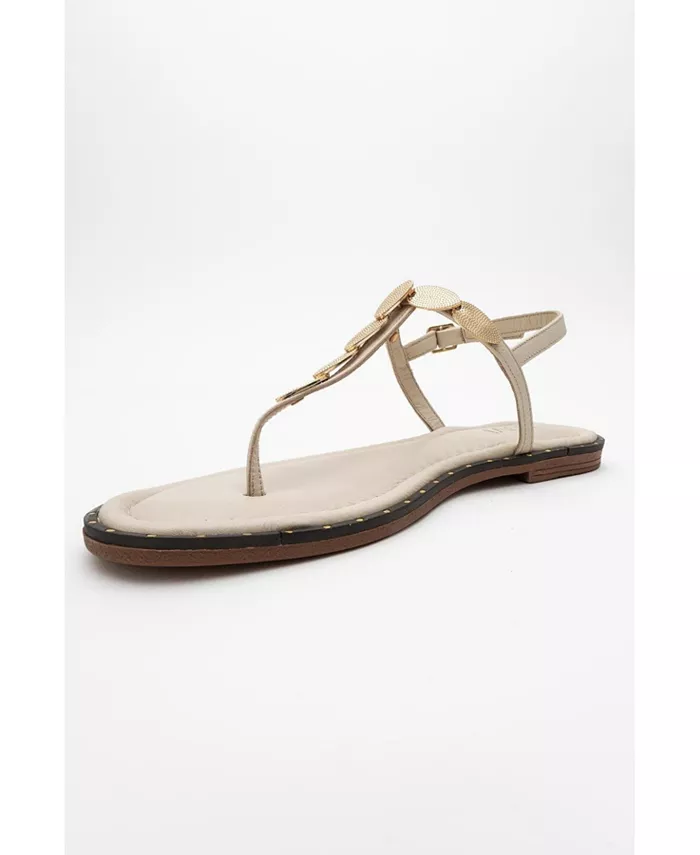 Кожаные босоножки Marea на плоской подошве (женские) Forever & Always Shoes, коричневый/бежевый — фото 4