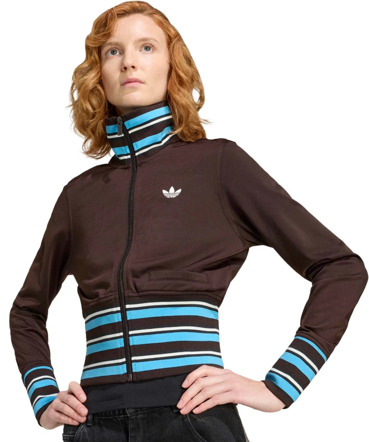 Трек-топ adidas Vintage Track Top High Knitted Ribs, коричневый — фото 2