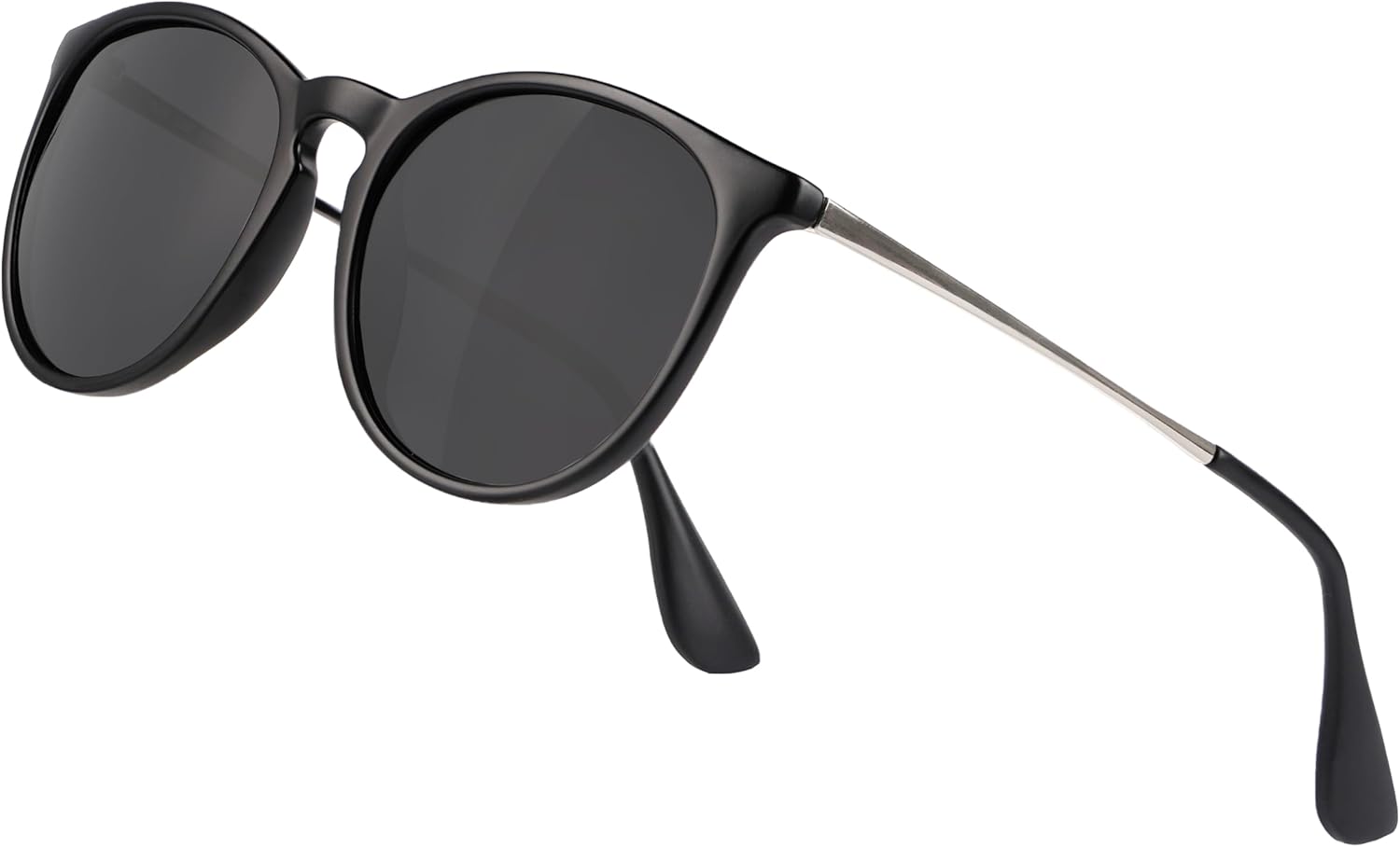 

Винтажные круглые поляризованные солнцезащитные очки для женщин и мужчин, классический ретро-стиль, модные дизайнерские солнцезащитные очки с защитой UV400 Yaserra, Black Frame(matte Finish)/Grey Lens