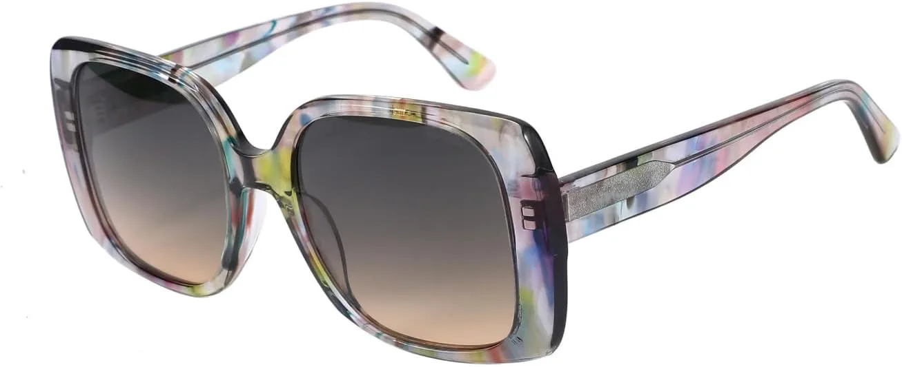 

Модные квадратные солнцезащитные очки для женщин и мужчин, стильная оправа увеличенного размера, защита от ультрафиолета UV400 Nesgther, White and Purple Mixed Color