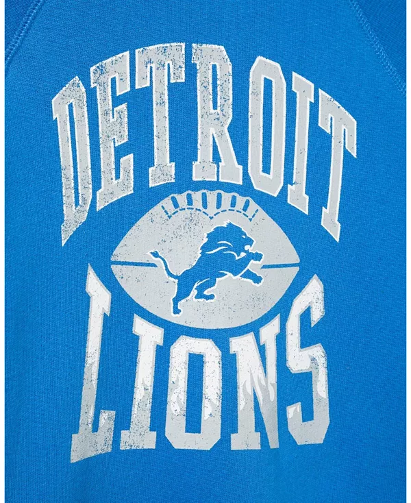 Унисекс флисовая куртка-реглан с символикой команды NFL Detroit Lions "Hot Route" - для малышей и взрослых. Junk Food Clothing, синий — фото 3