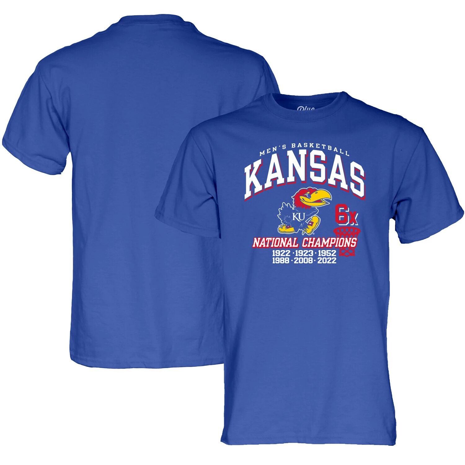 

Мужская синяя футболка 84 Royal Kansas Jayhawks, шестикратный мужской национальный чемпион NCAA по баскетболу, Синий, Мужская синяя футболка 84 Royal Kansas Jayhawks, шестикратный мужской национальный чемпион NCAA по баскетболу