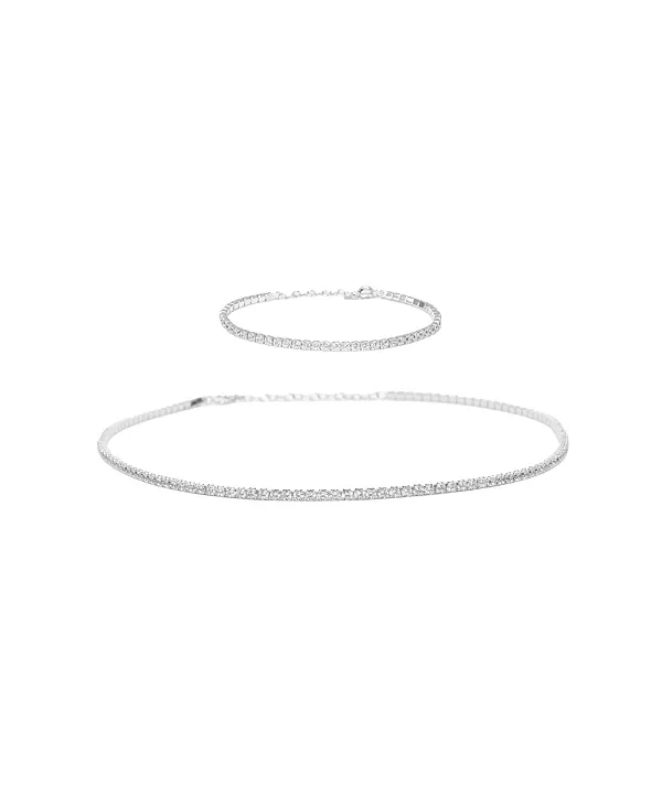 

Комплект из колье и браслета Cherie Tennis из стерлингового серебра 18 карат с позолотой Bearfruit Jewelry, silver