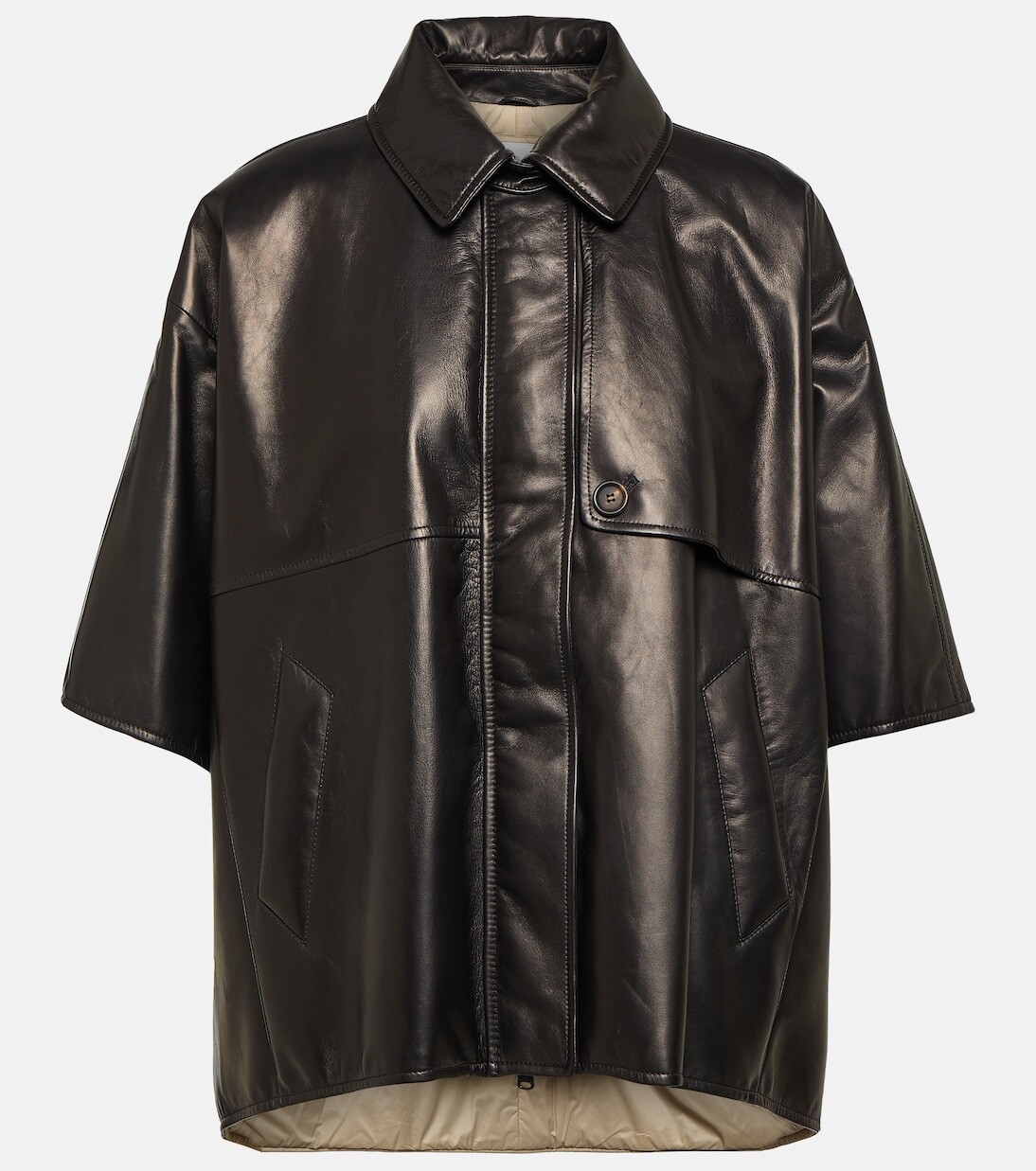 

Кожаная рубашка Brunello Cucinelli, черный