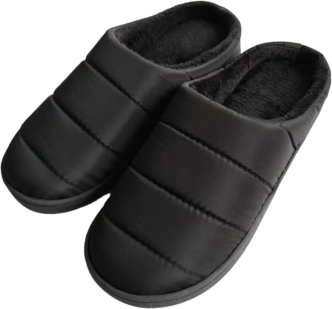 

Домашние тапочки FUNCOS для женщин и мужчин, водонепроницаемые, с утеплителем, зимние, с флисовой подкладкой, черный