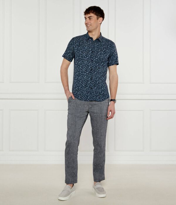 Льняная рубашка c-roan-ken-sh-c1-251 Slim fit Boss, синий — фото 2