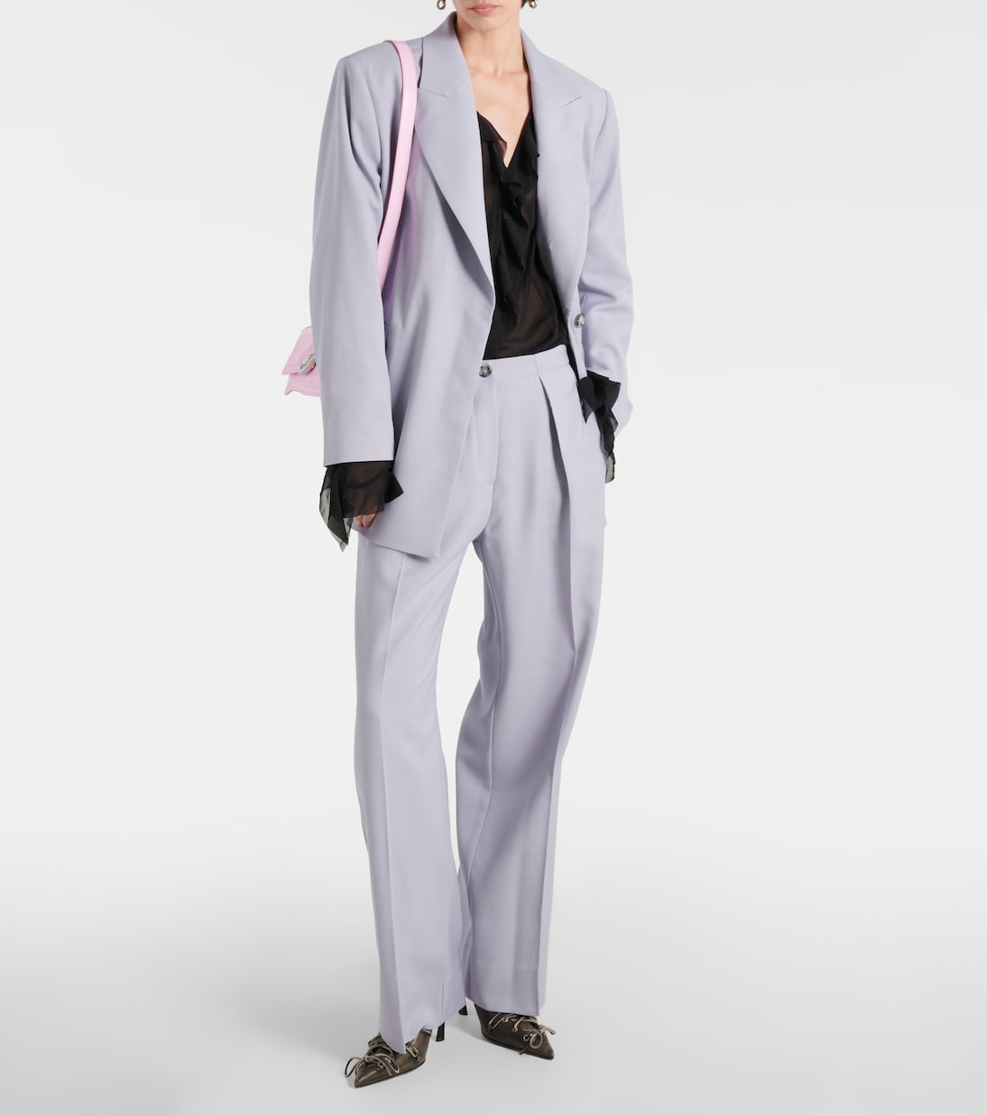 Брюки со средней посадкой и широкими штанинами Acne Studios, Dusty Lilac — фото 2