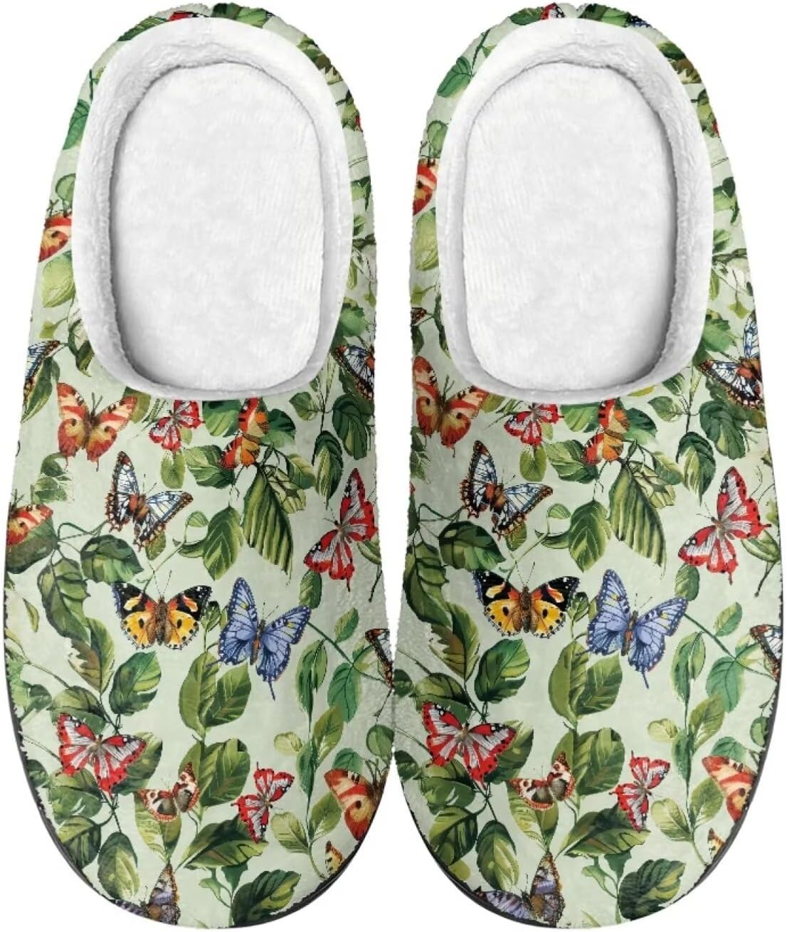 

Унисекс фланелевые тапочки Howilath с принтом бабочек, теплые, дышащие, с противоскользящей подошвой для дома, зеленый