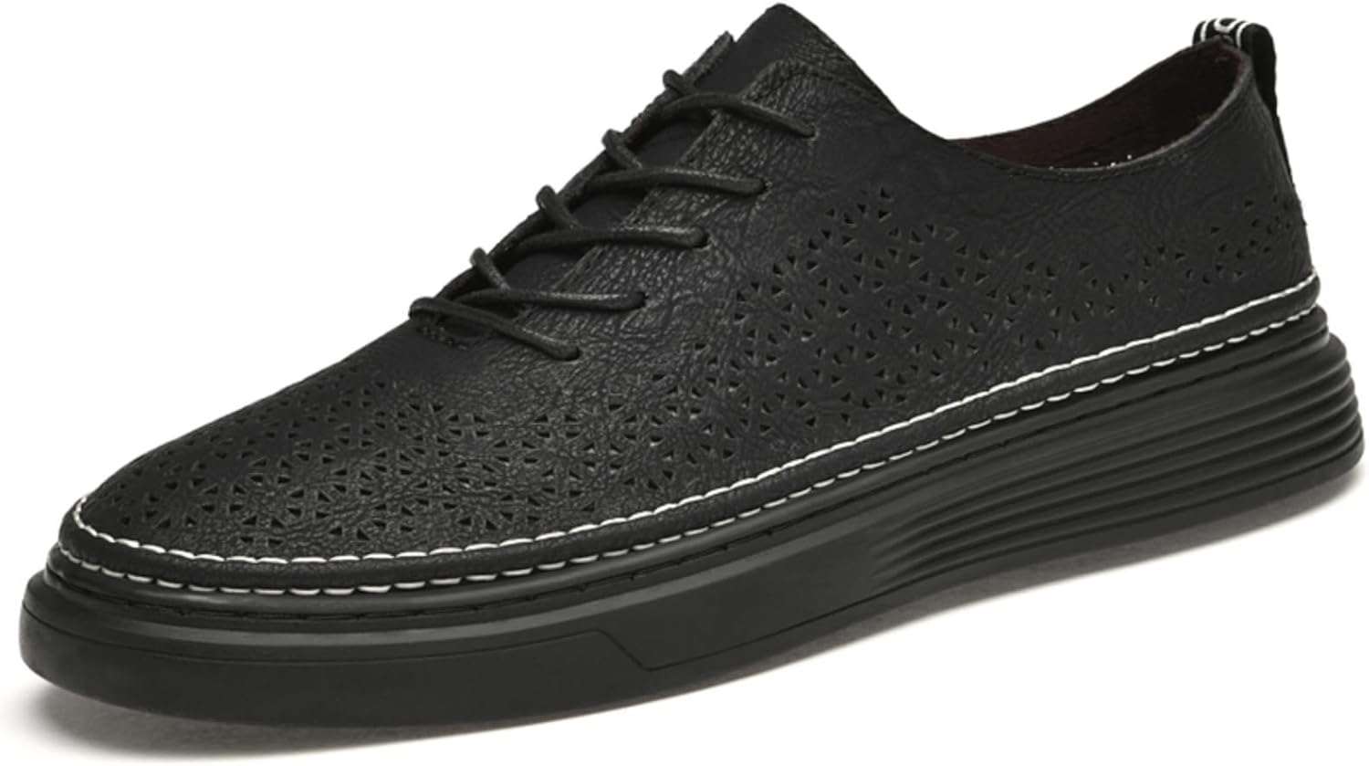 

Мужские повседневные оксфорды-кроссовки из натуральной кожи с перфорацией и шнуровкой Khwfjas, черный