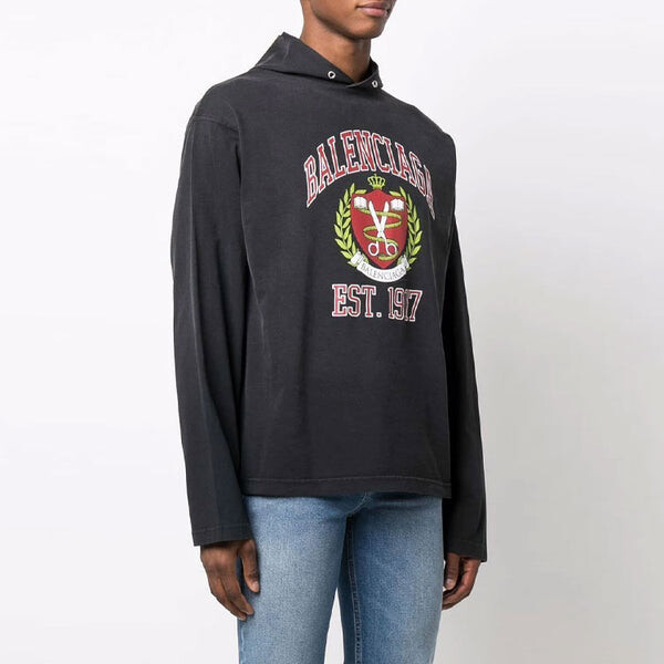 Толстовка est. 1917 college logo print hoodie 'black' Balenciaga, черный — фото 4