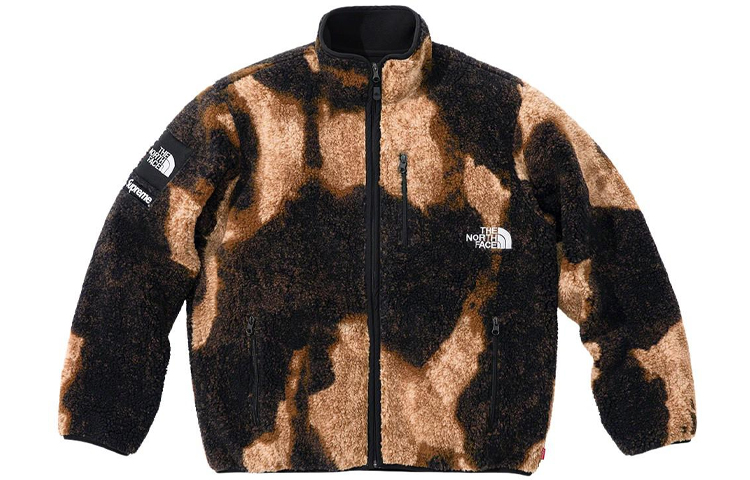 Supreme Куртка-флис The North Face с принтом под выбеленный деним, Black Brown — фото 3