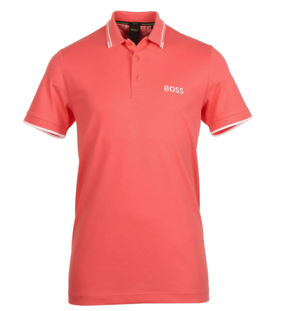 

Мужская рубашка-поло с коротким рукавом Hugo Boss Paddy Pro, открытая красная