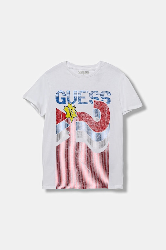 

Детская хлопковая футболка Guess, белый